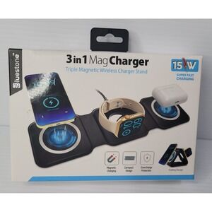 Bluestone 3 In 1 Mag‎ Charger iPhone/Apple Watch/Airpods Folding Travel SEALED